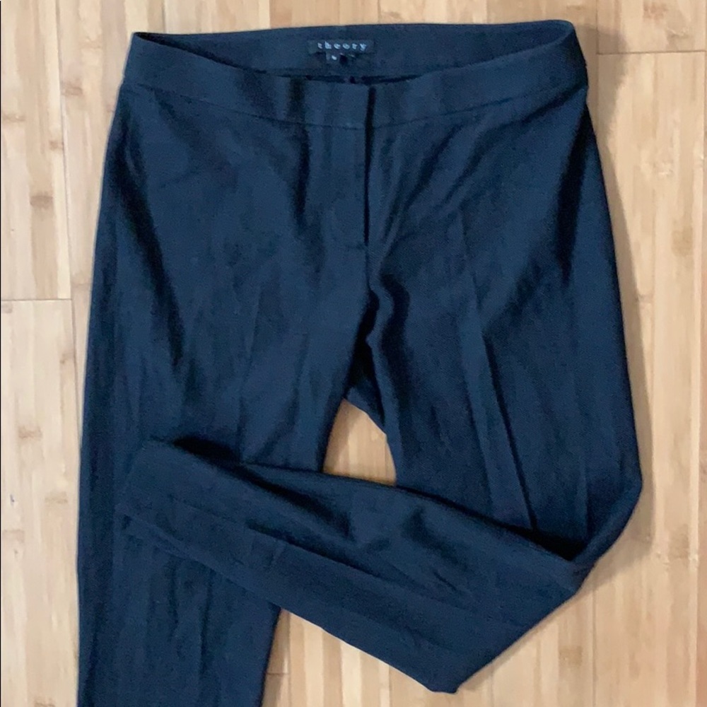 Theory Basic Cropped Wool Blend Dark Grey Pant - image 2